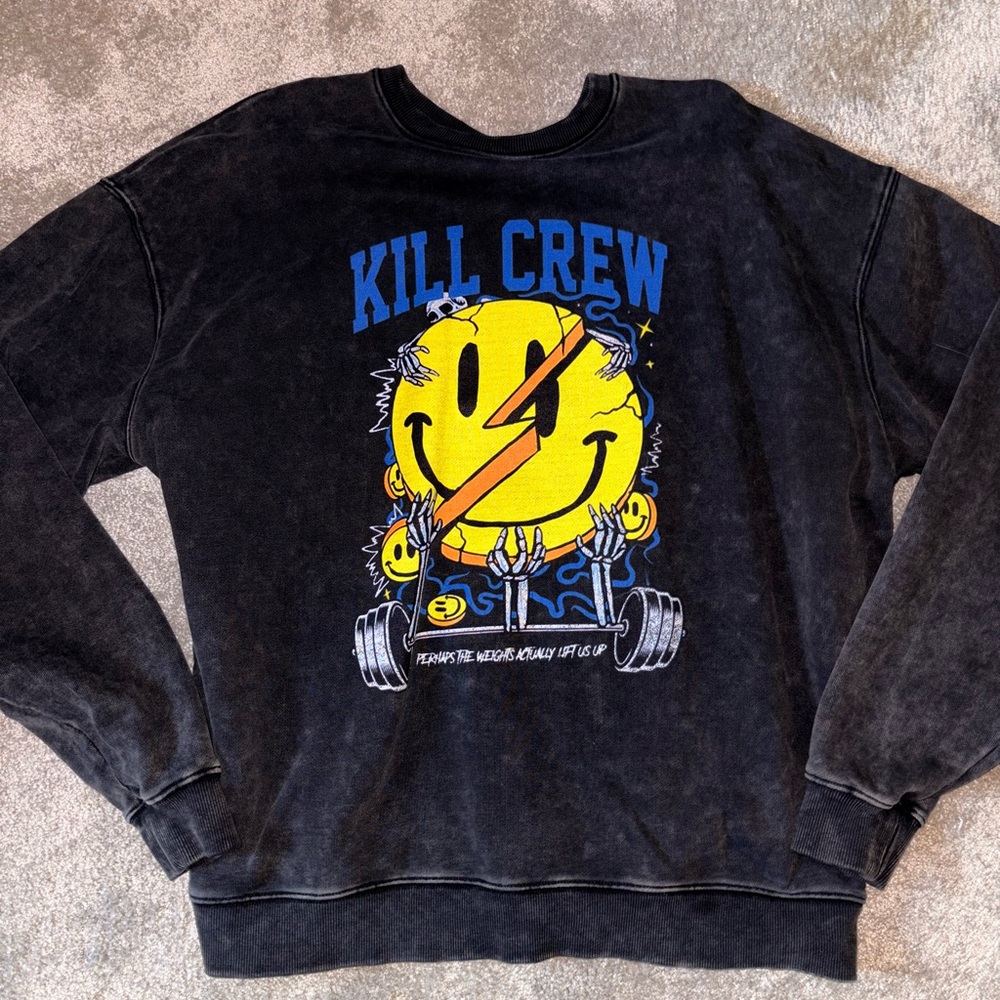 Kill Crew Black and Blue Graphic Men's Crewneck Sweater
